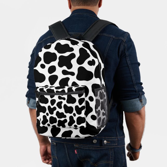 Cow print backpack, Black and white cow backpack | Zazzle display picture 2