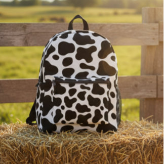 Cow print backpack, Black and white cow backpack