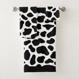 Cow print bath towel set