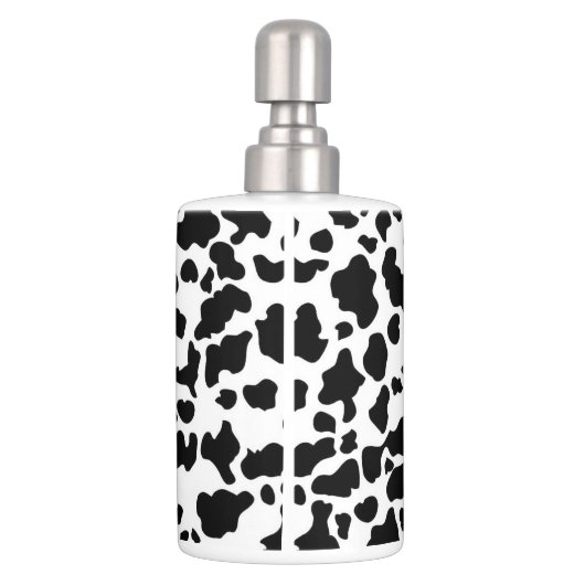 Cow Print Bathroom Accessories Soap Dispenser And Toothbrush Holder (Back)