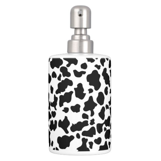 Cow Print Bathroom Accessories Soap Dispenser And Toothbrush Holder (Front)