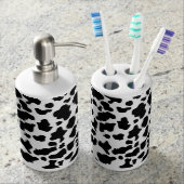 Cow Print Bathroom Accessories Soap Dispenser And Toothbrush Holder (Front)