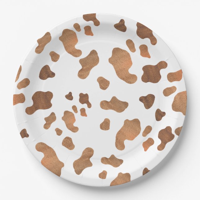 Cow Print Birthday Party Paper Plates (Front)