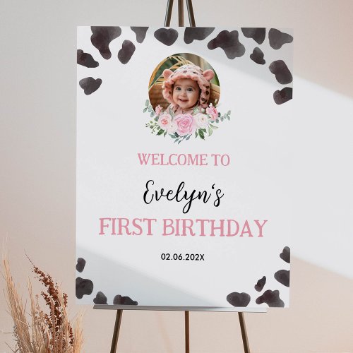 Cow Print Birthday Party Welcome Sign