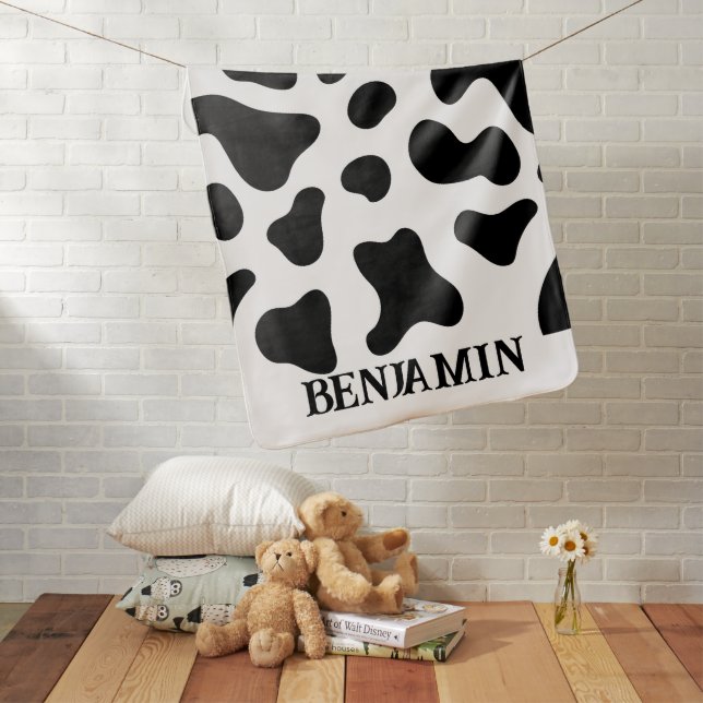 Cow Print Black and White Baby Blanket (In Situ)