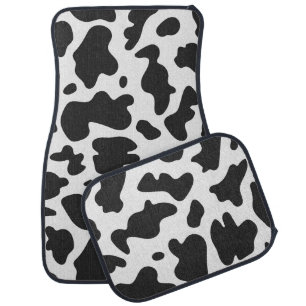 Cow print Black and White Car Mat