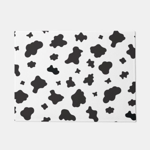 Cow Print Black and White Doormat