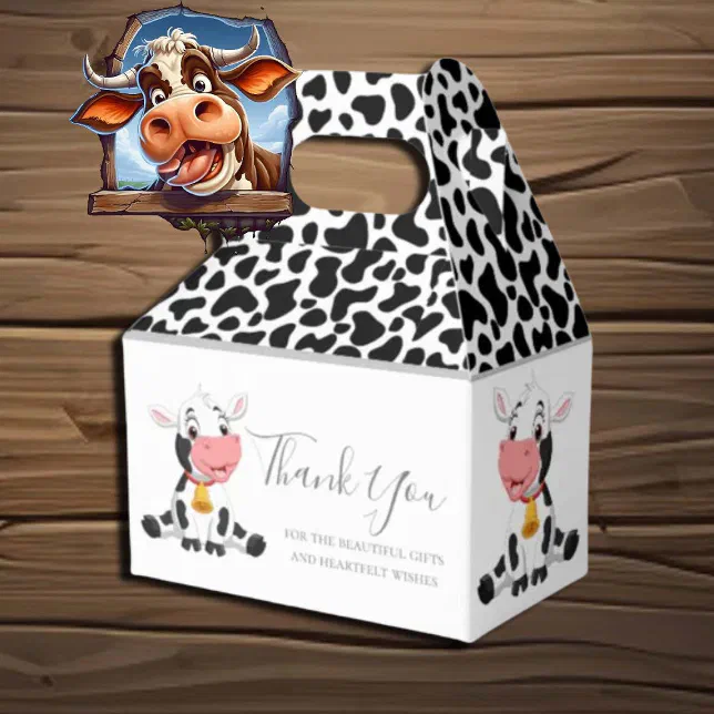 cow print black and white Favor Box Zazzle