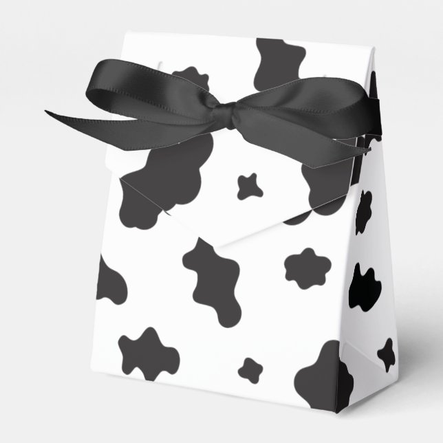 Cow Print Black and White Favor Boxes (Front Side)