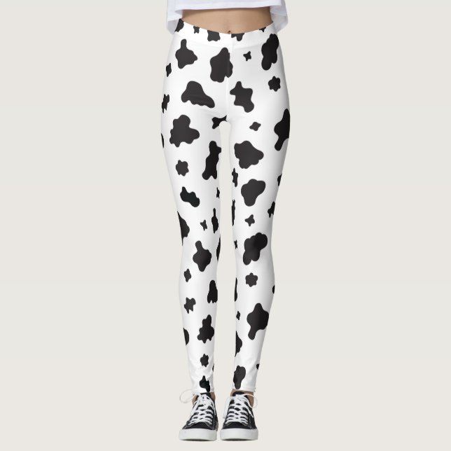 Cow Print Black and White Leggings (Front)