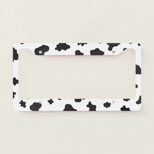 Cow Print Black and White License Plate Frame (Front)