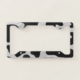 Cow print Black Spots on White License Plate Frame