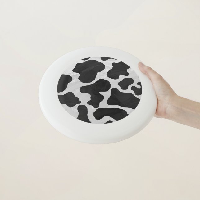 Cow print Black Spots on White Wham-O Frisbee (In Hand)
