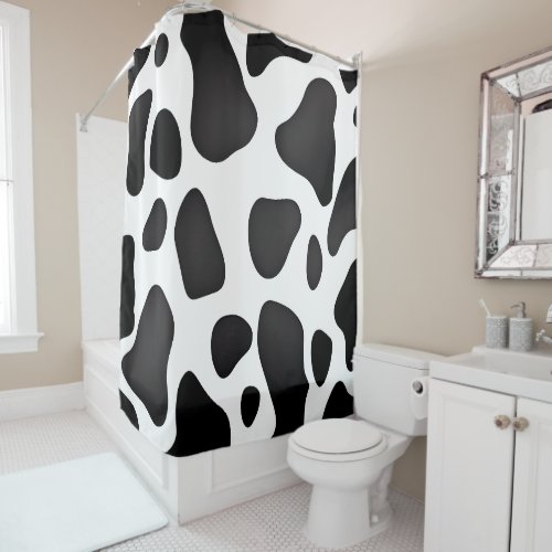 Cow Print Black White Cowgirl Animal Pattern Shower Curtain