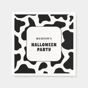 Cow Print Black & White Halloween Party Napkins