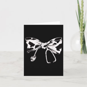 Cow Print Bow And Stethoscope Nurse Rn Graduation Card