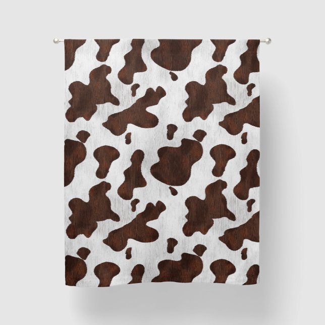 Cow Print Brown White Western Animal Spots Pattern Blackout Curtains (Front)