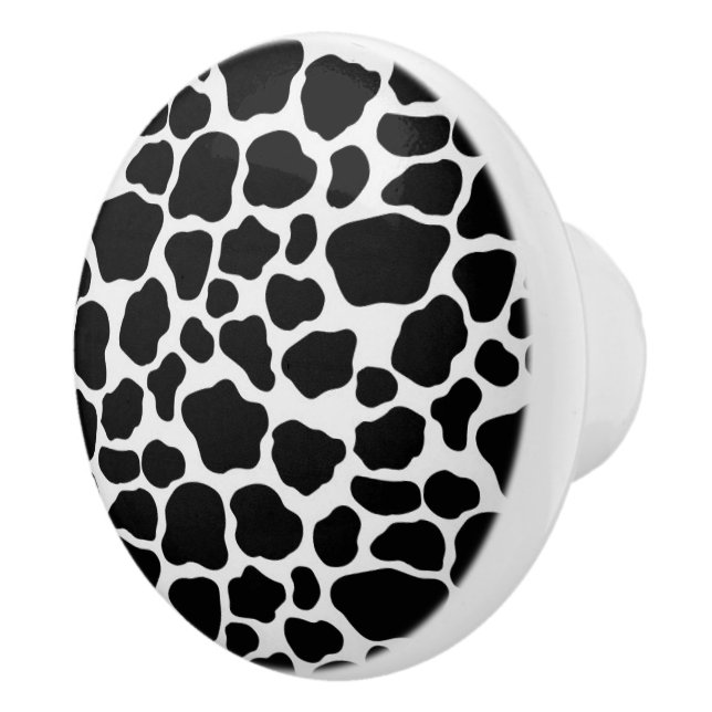 Cow Print Ceramic Cabinet Knob (Right)