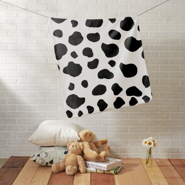 Cow Print, Cow Pattern, Cow Spots, Black And White Baby Blanket (In Situ)