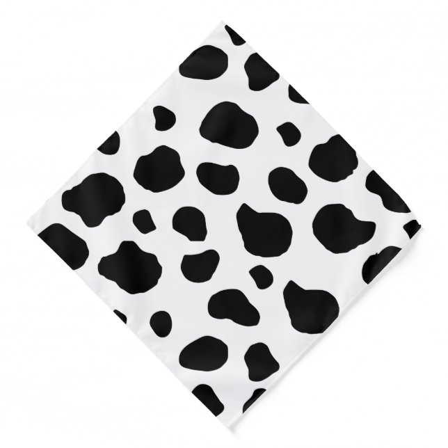 Cow Print, Cow Pattern, Cow Spots, Black And White Bandana (Front)