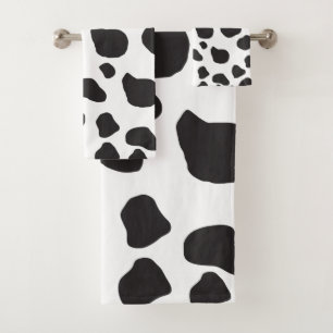 Cow Print, Cow Pattern, Cow Spots, Black And White Bath Towel Set