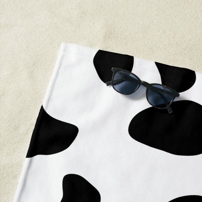 Cow Print, Cow Pattern, Cow Spots, Black And White Beach Towel (In Situ)