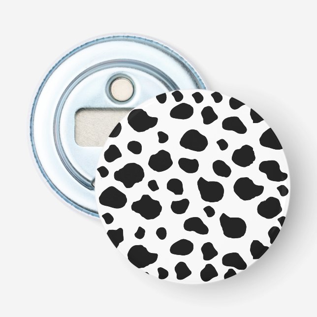 Cow Print, Cow Pattern, Cow Spots, Black And White Bottle Opener (Front)