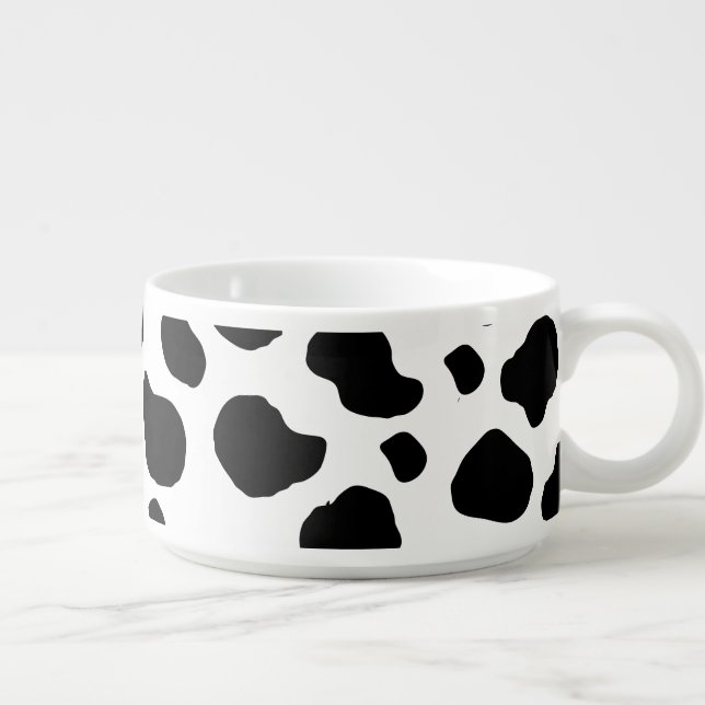 Cow Print, Cow Pattern, Cow Spots, Black And White Bowl (Left)