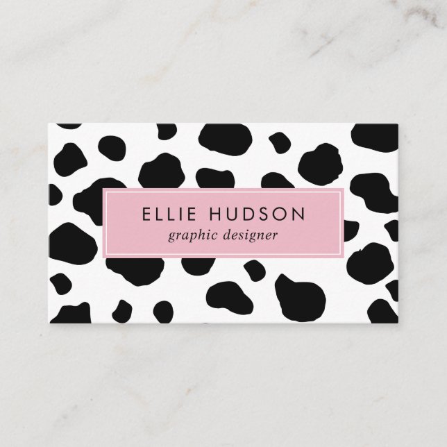 Cow Print, Cow Pattern, Cow Spots, Black And White Business Card (Front)