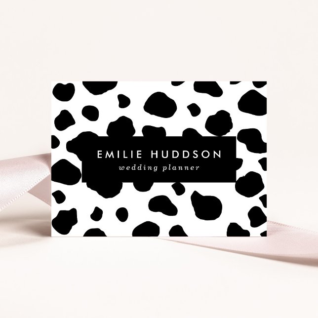 Cow Print, Cow Pattern, Cow Spots, Black And White Business Card (Creator Uploaded)