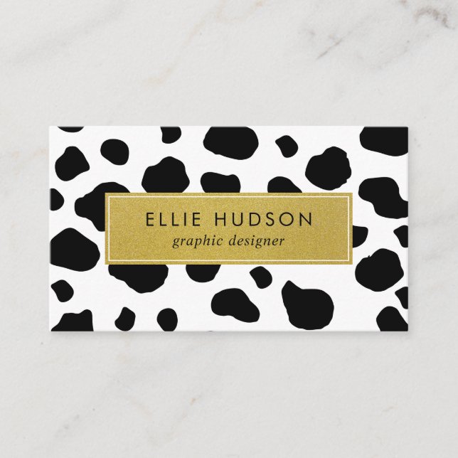 Cow Print, Cow Pattern, Cow Spots, Black And White Business Card (Front)