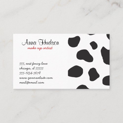 Animal Print Fur Skin Cow White Black Business Cards