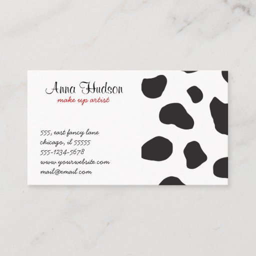 Customizable Animal Print Fur Skin Cow White Black Business Cards