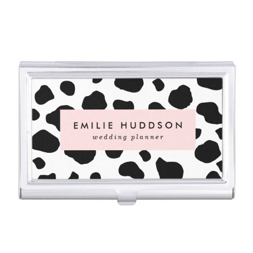 Cow Print Cow Pattern Cow Spots Black And White Business Card Case