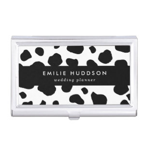 Cow Print, Cow Pattern, Cow Spots, Black And White Business Card Case