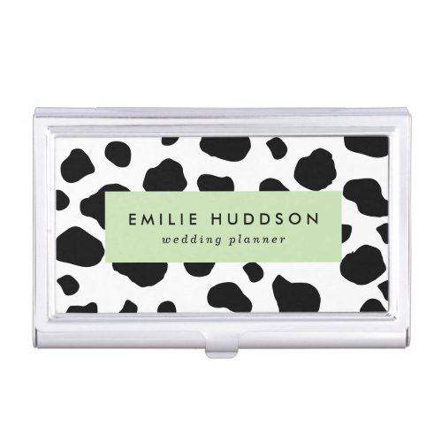 Cow Print Cow Pattern Cow Spots Black And White Business Card Case