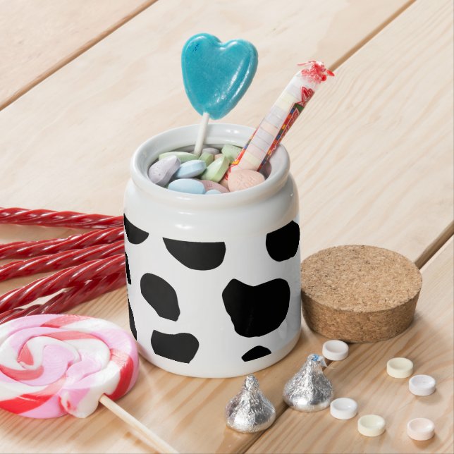 Cow Print, Cow Pattern, Cow Spots, Black And White Candy Jar (In Situ)