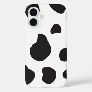 Cow Print, Cow Pattern, Cow Spots, Black And White iPhone 16 Case