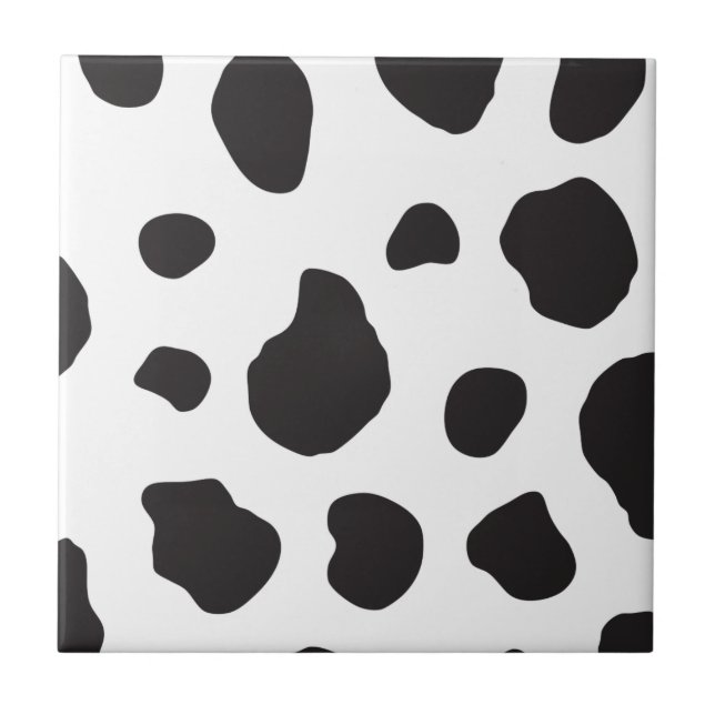 Cow Print, Cow Pattern, Cow Spots, Black And White Ceramic Tile (Front)