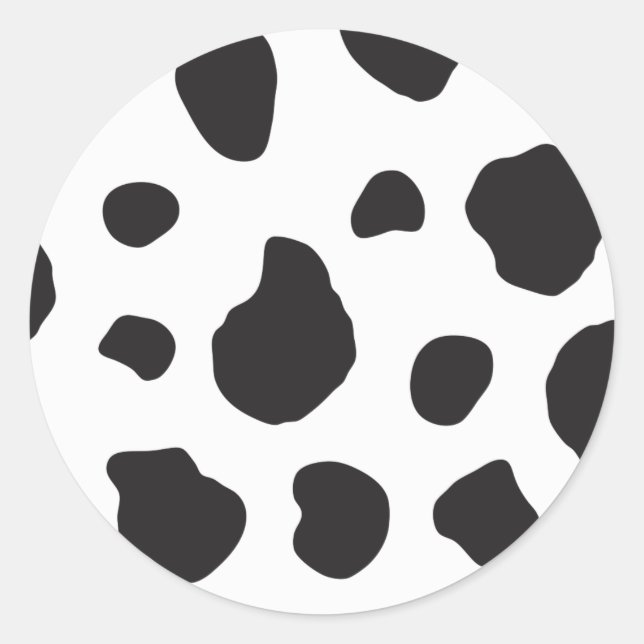 Cow Print, Cow Pattern, Cow Spots, Black And White Classic Round Sticker (Front)