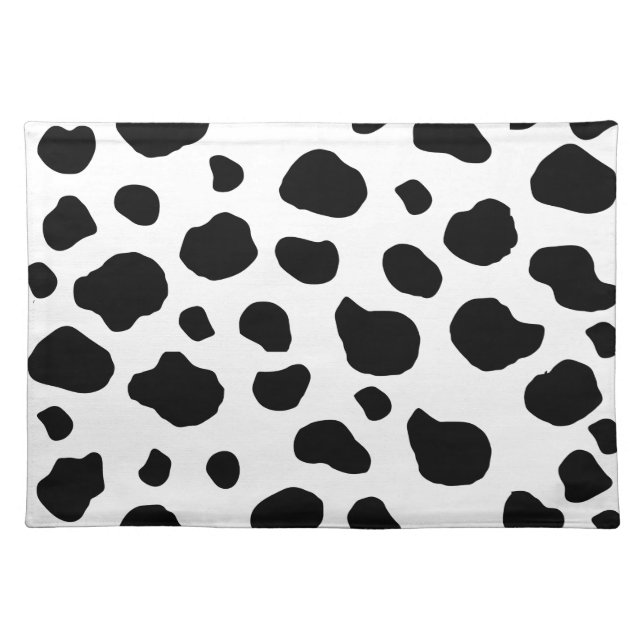 Cow Print, Cow Pattern, Cow Spots, Black And White Cloth Placemat (Front)