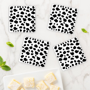 Cow Print, Cow Pattern, Cow Spots, Black And White Coaster Set