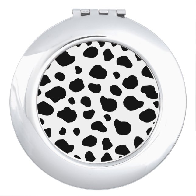 Cow Print, Cow Pattern, Cow Spots, Black And White Compact Mirror (Front)