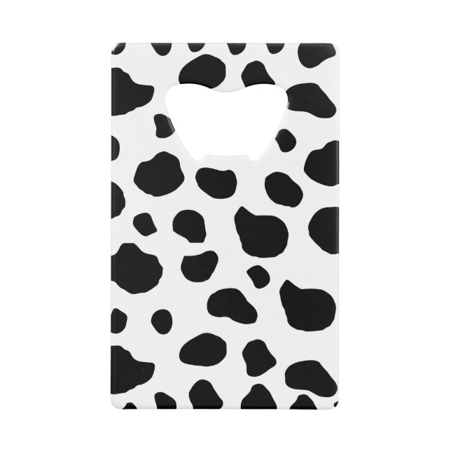 Cow Print, Cow Pattern, Cow Spots, Black And White Credit Card Bottle Opener (Front)