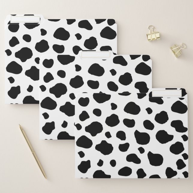 Cow Print, Cow Pattern, Cow Spots, Black And White File Folder (Set)