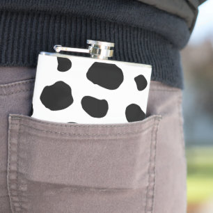 Cow Print, Cow Pattern, Cow Spots, Black And White Flask