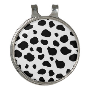 Cow Print, Cow Pattern, Cow Spots, Black And White Golf Hat Clip