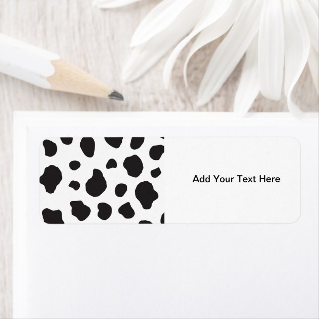 Cow Print, Cow Pattern, Cow Spots, Black And White Label (Insitu)