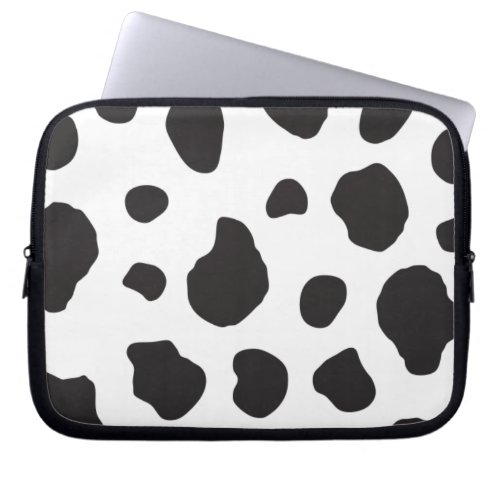 Cow Print Cow Pattern Cow Spots Black And White Laptop Sleeve