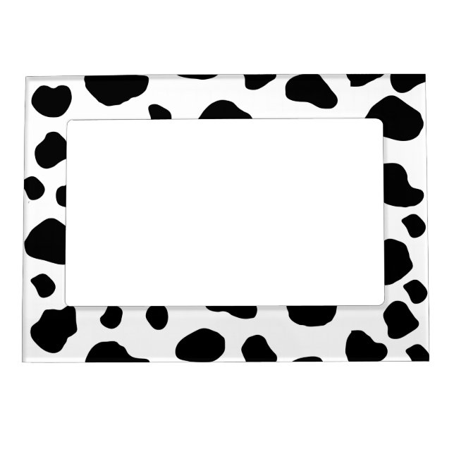 Cow Print, Cow Pattern, Cow Spots, Black And White Magnetic Frame (Front)